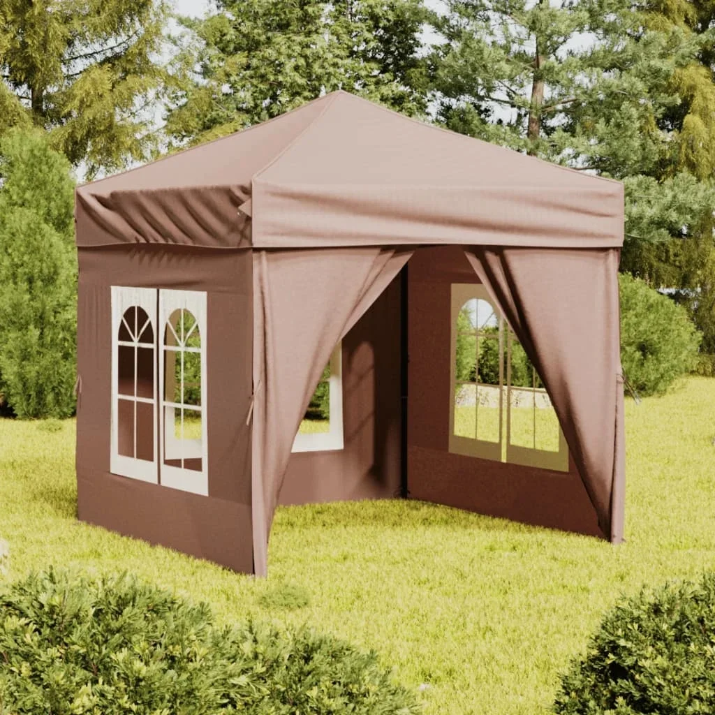 Vidaxl Folding Party Tent With Sidewalls Taupe 2X2 M Outdoor Products Sunshade And Rainproof Outdoor