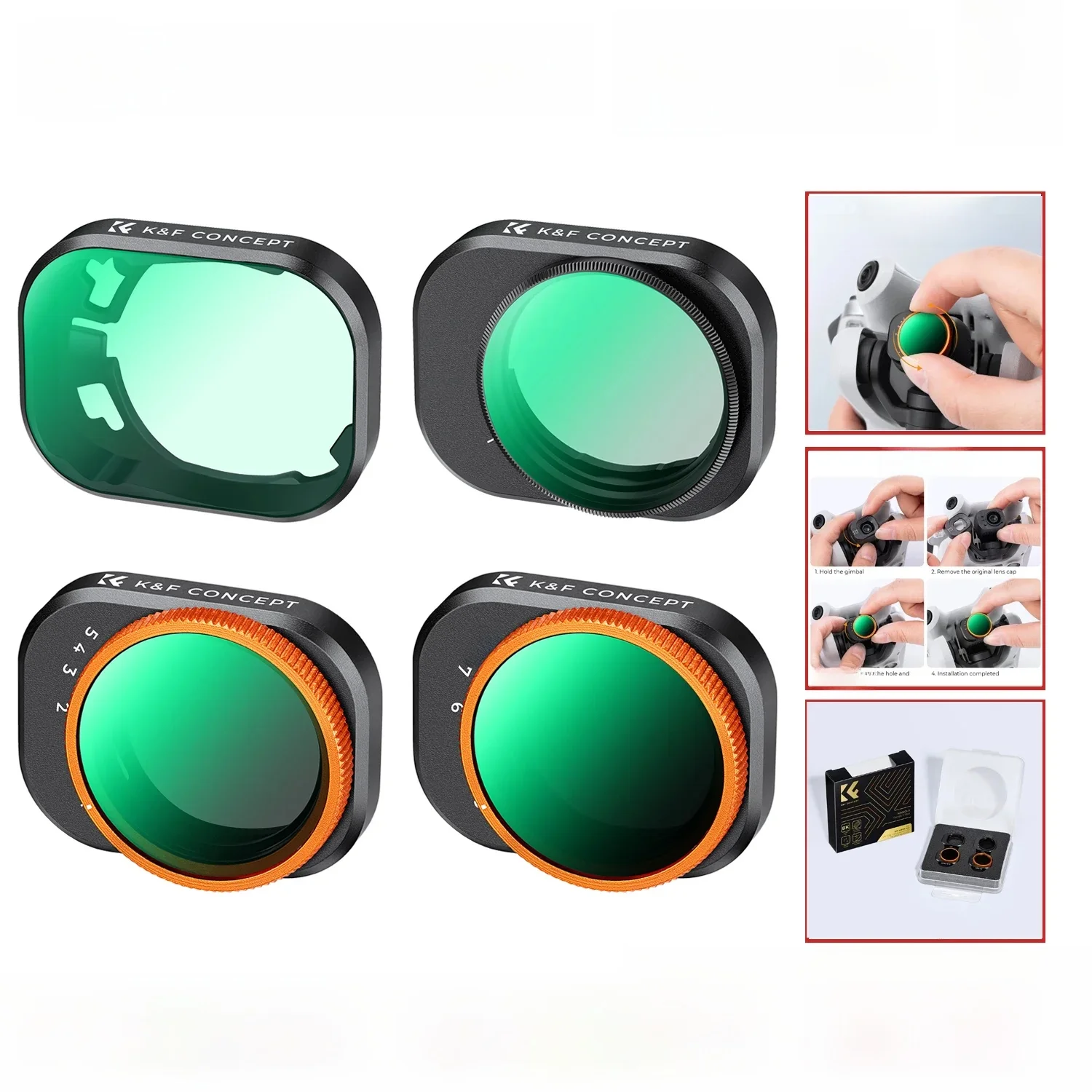 K&F CONCEPT Nowy filtr redukujący odbicie światła do DJI Mini 4 Pro, filtr UV/CPL/Variable ND2-32/ND32-512, akcesoria do filtrów do dronów — zdjęcie 2
