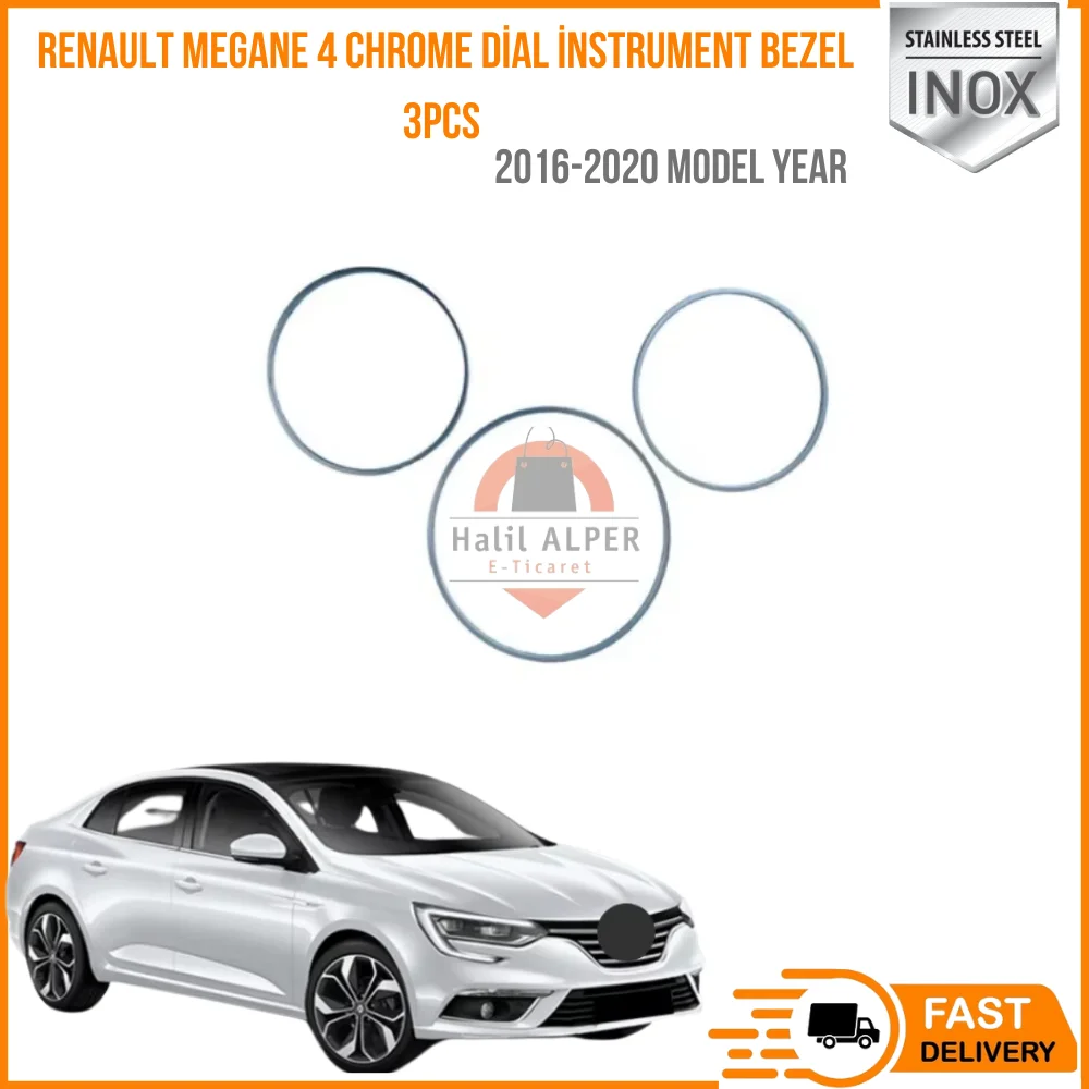 For Renault Megane 4 2016-2020 chrome dial instrument bezel 3PCs stainless steel auto accesses interiors parts high quality