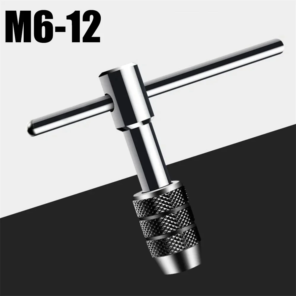 T Handle Tap Wrench T Handle Ratchet Tap Holder Wrench Adjustable T Handle Tap Wrench M6-M12 Machine Screw Thread Metric Plug