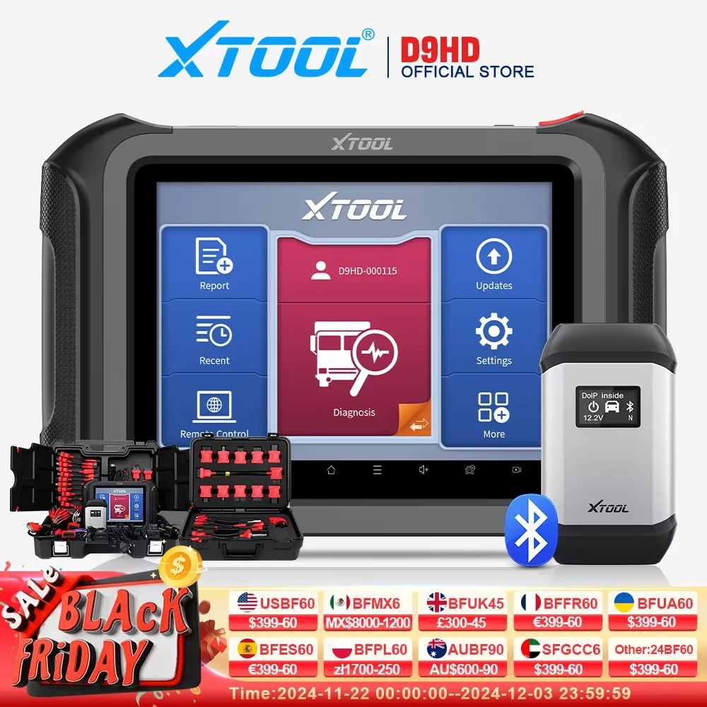 Full System Diagnostic Tool XTOOL D9HD Heavy Duty Truck Scanner With Topology Key Programming 42 Service For 12V Cars 24V Trucks