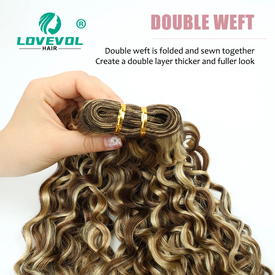 Lovevol موجة المياه حزمة الشعر البشري تسليط الضوء على P6/613 البرازيلي شعر مستعار بشري مجعد نسج الشعر حزم 100 جرام