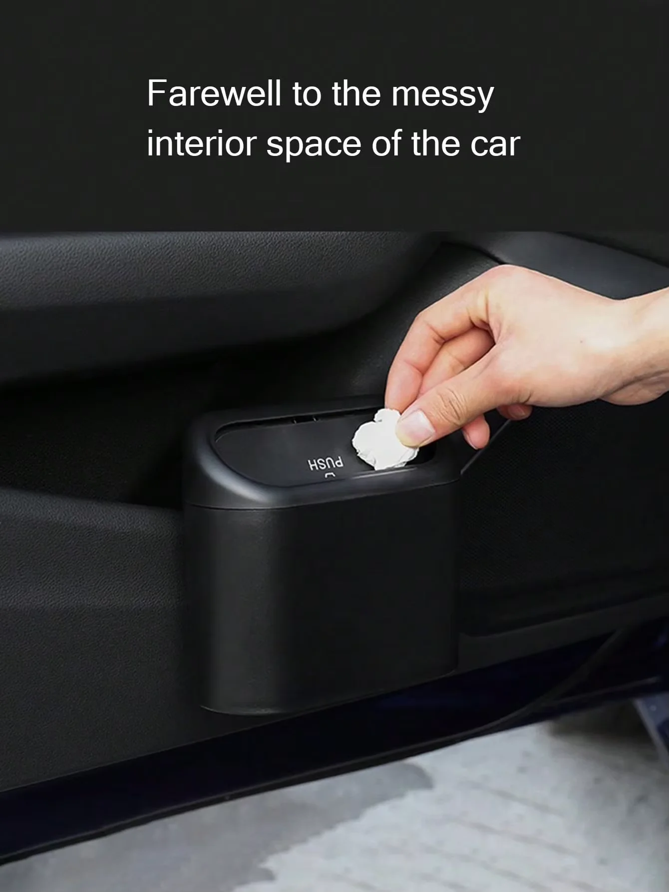 Door-Hanging Storage Bin, Front Seat Umbrella Holder for Car Interior Items, Car Trash Can, Leak-Proof Mini Car Trash Can with Lid, Leak-Proof, Waterproof, Easy-To-Clean Portable Car Trash Bin, Durable, Easy-To-Store Hanging Design