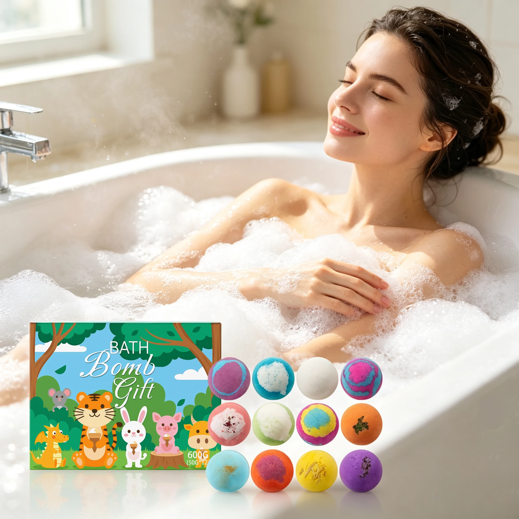 12PCS Multi Color Body Bathing Ball Set Fresh Fragrance Moisturizing Improve Skin Texture Enhance Smoothness Non-tight Body Bathing Ball Kit for Festival Gift