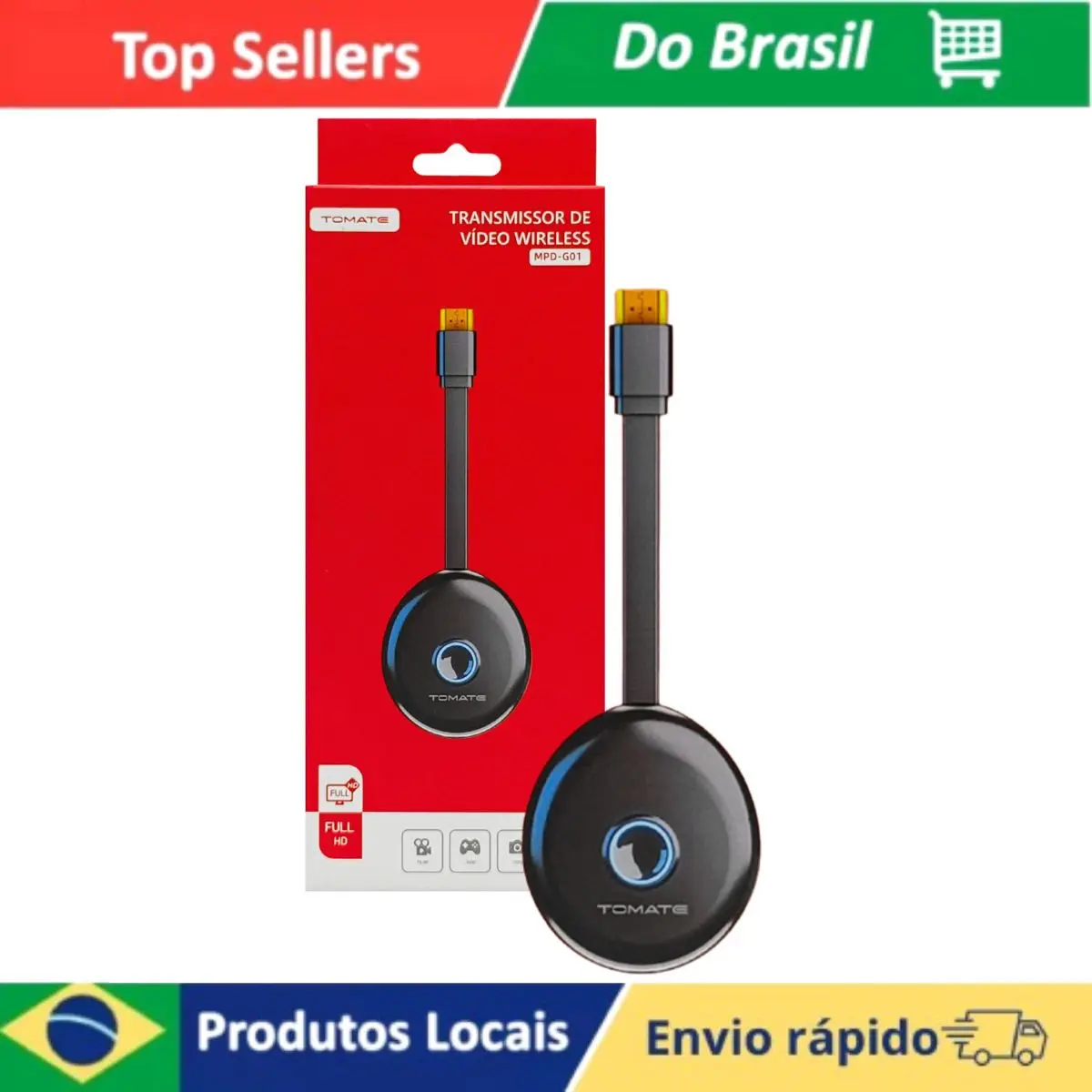 Transmisor Inalámbrico Full HD, Tomate MPD-G01, Imagem Nítida e conexo Sem Fios