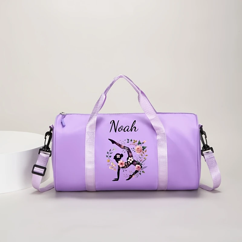 Custom Wreath Gymnastics Dance Print Crossbody Bag Personalized Name Nylon Large Capacity Fitness Yoga Swimming Travel Bag image 5