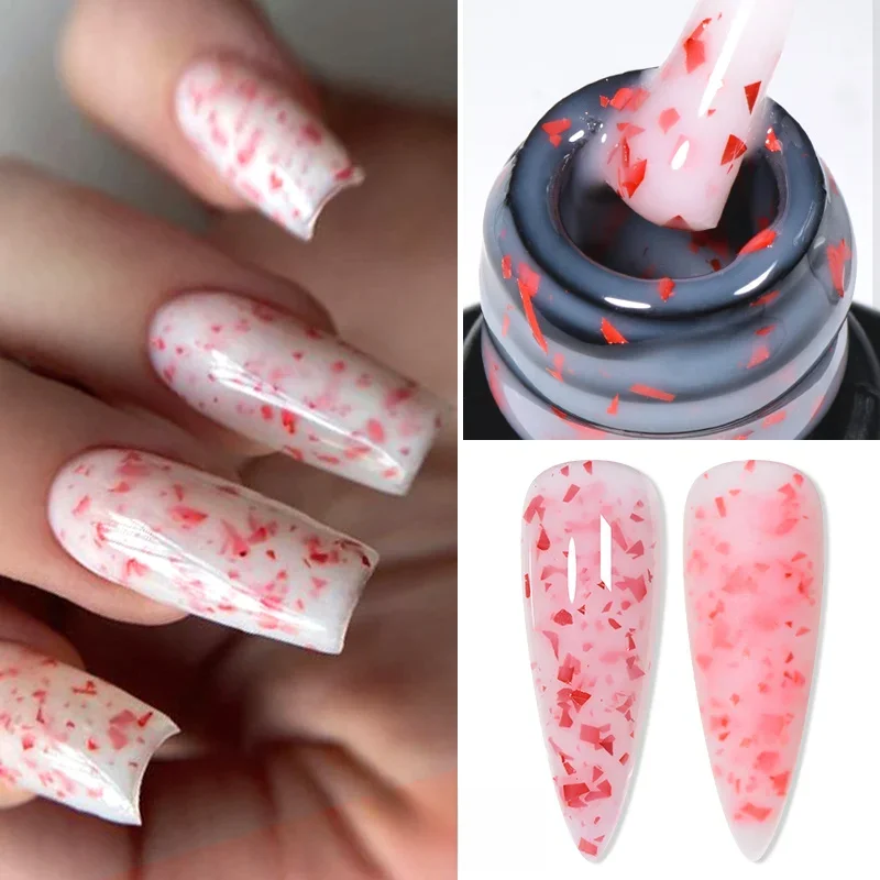 7ML Gold Foil Quick Extension Nail Gel Vernis Semi Permanent Acrylic Crystal Pink Clear Nude Gel Nail Polish UV Construction Gel — zdjęcie 2