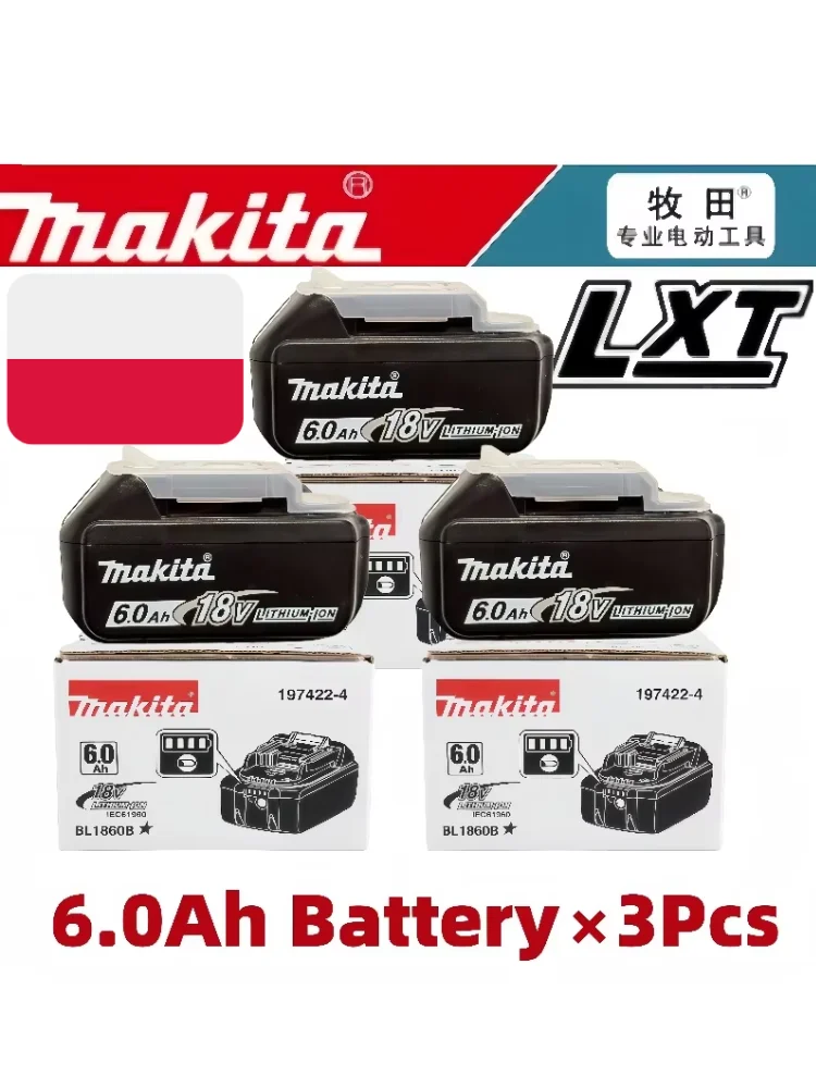 Oryginalna akumulatorowa bateria Makita 18V 6.0Ah BL1860 BL1860B BL1840 BL1840B BL1850 BL1850B do elektronarzędzi Makita — 2