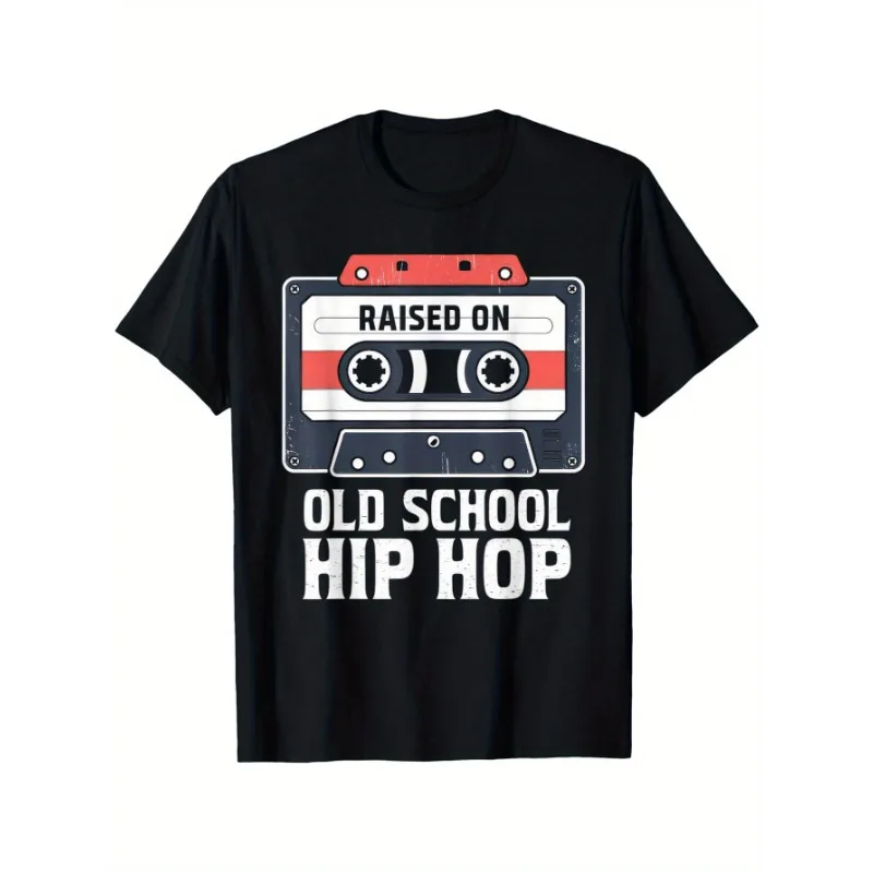 

RAISED ON OLD SCHOOL HIP HOP Cassette Graffiti Graphic T-Shirt Pure Cotton Streetwear Tee Regular Fit All-Season Casual Shirt