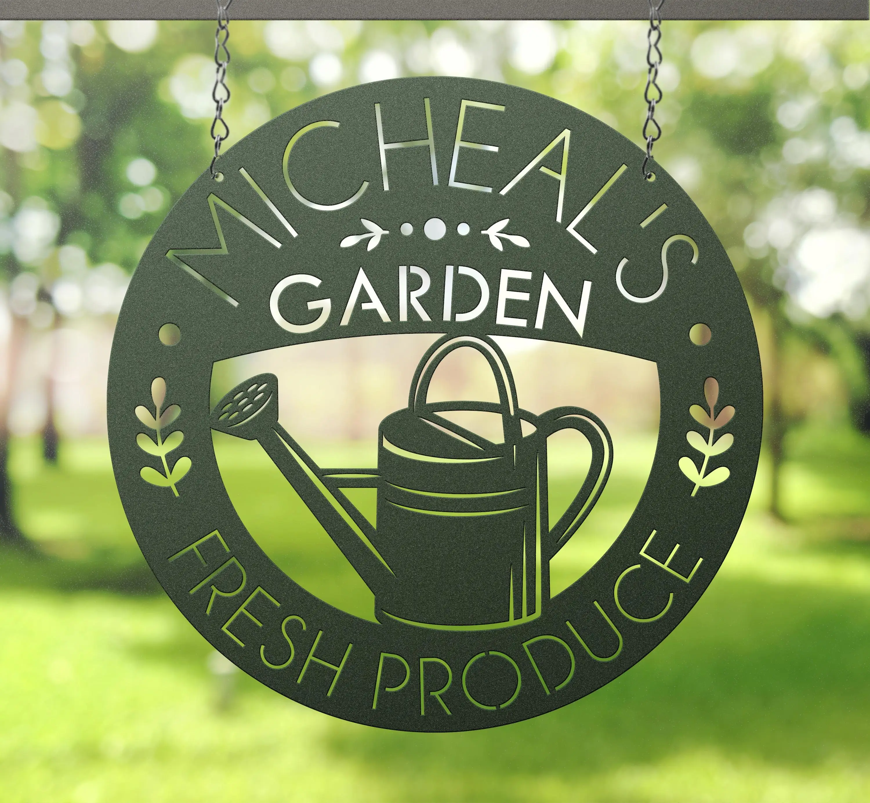 Custom Metal Garden Sign, Fresh Produce Hanging Sign, Greenhouse Art