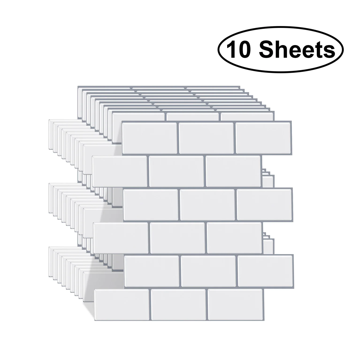 10pcs Peel&Stick Wall Tile Sticker 3D Subway Waterproof Wallpaper for DIY Kitchen Bathroom Laundry Room RV and Fireplace Decor