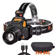 Rechargeable LED Headlamp with 3 Lighting Modes, Adjustable Focus 90° Tilt,for Camping,Hunting,Fishing, Hiking Outdoor Adventure