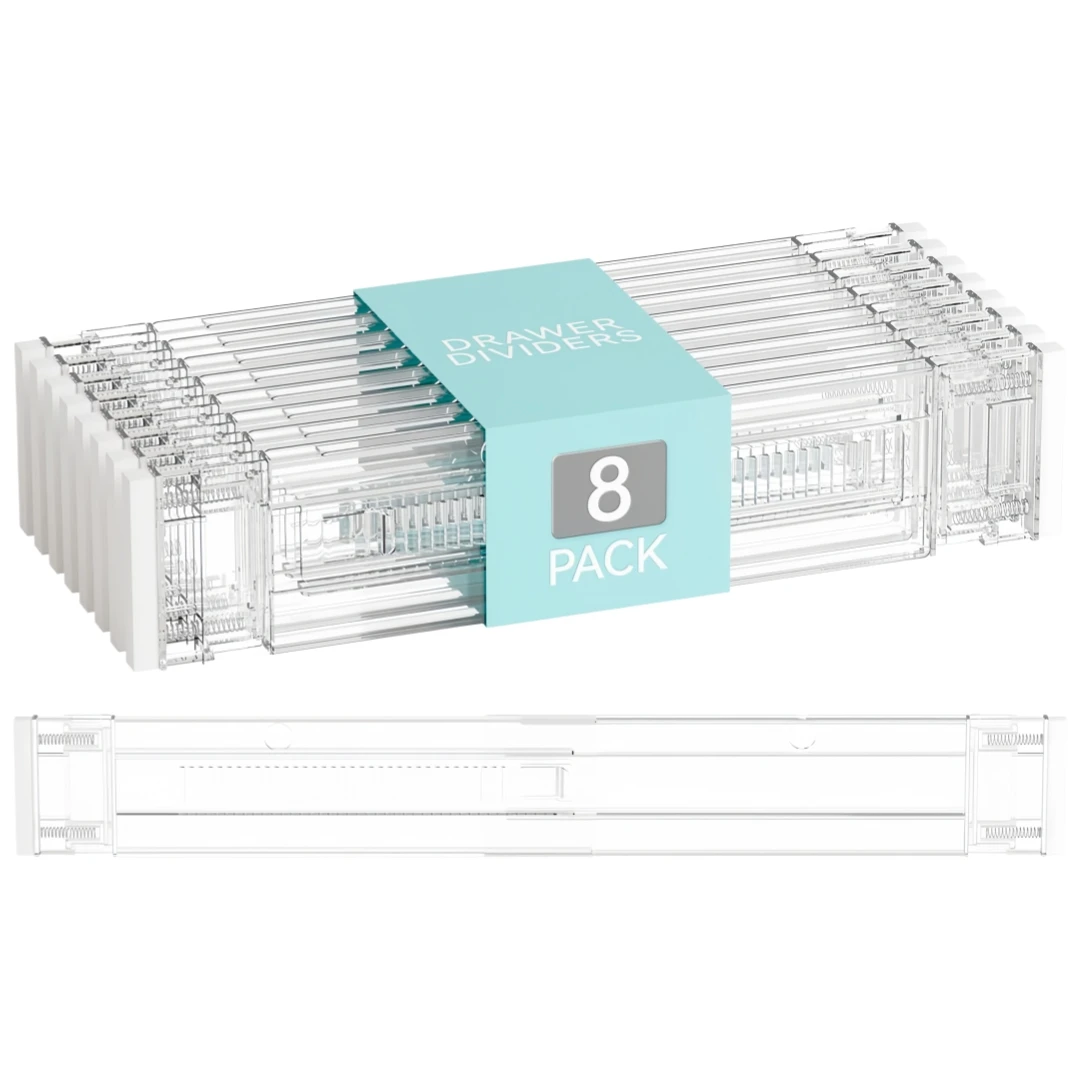 4/8/12er-Pack Verstellbare Schubladen-Organizer, Transparente Erweiterbare Kommode-Organizer zur Aufbewahrung von Kleidung, Küchenutensilien und Büroartikeln