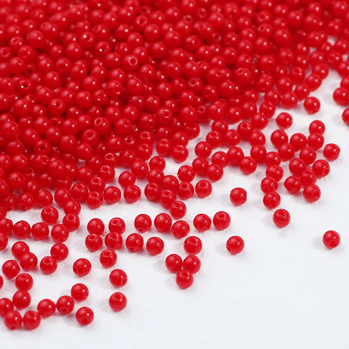 4mm Red Acrylic Round Rice Bead Solid Color Spacer Loose Beads For Jewelry Making Bracelets Earrings DIY Keychain Accessories