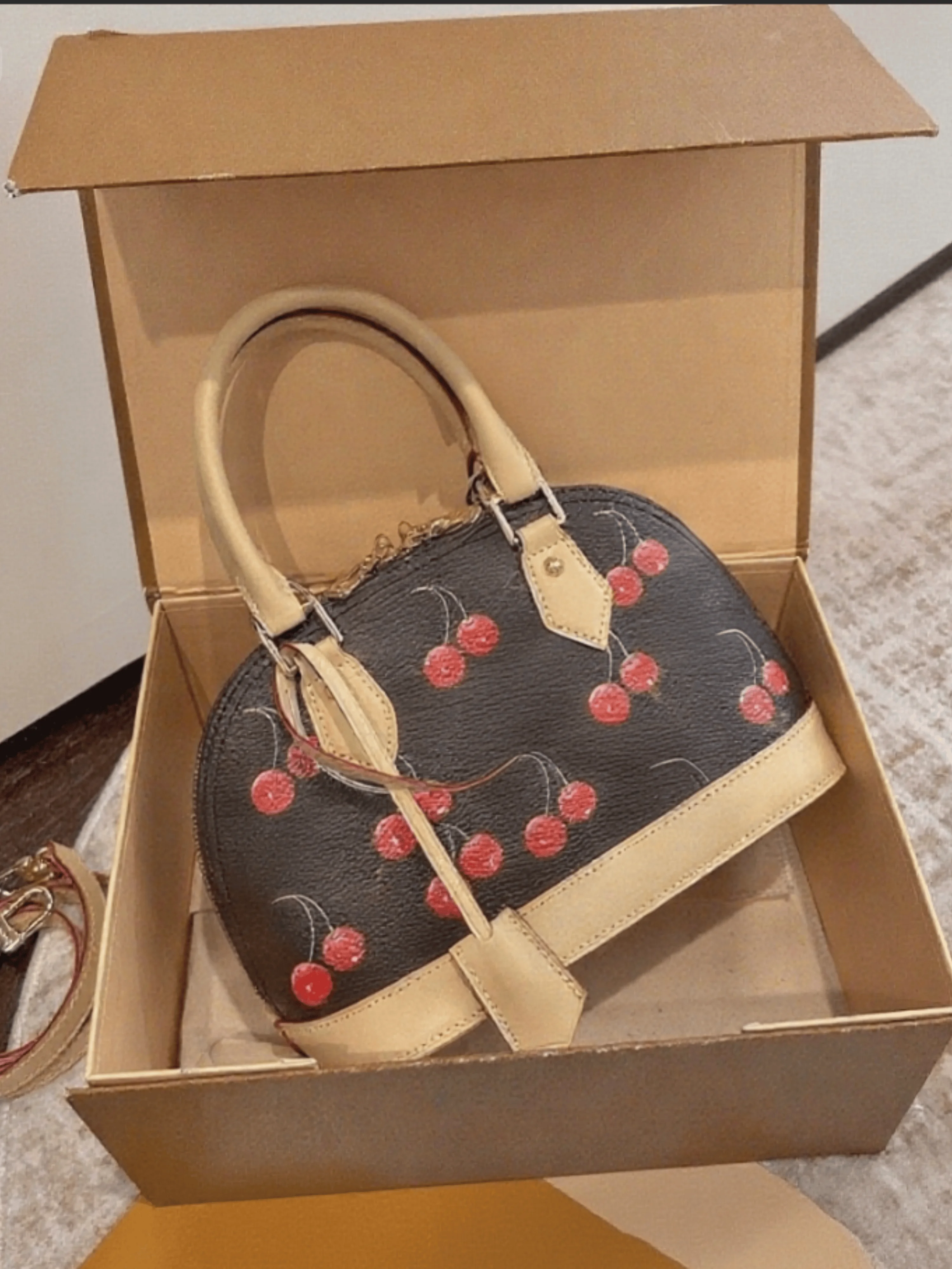 

2025 Women Shell Bag Cherry Classic Retro Fashion Versatile Simple Small Color Practical Casual Lady Handbag 25*18cm