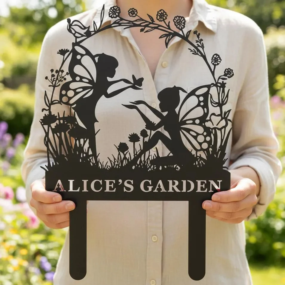 Personalized Metal Garden Name Stake, Custom Floral Garden Sign,Outdoor Garden Name Stake,Garden Gift Metal Stake