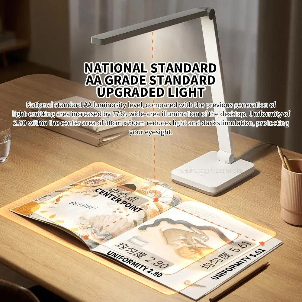 Original MIJIA Desk Table Lamp 2 Lite Ra90 Folding Eye Protection 3-Gear Dimming Color Rendering Table Light Bedside Night Lamp