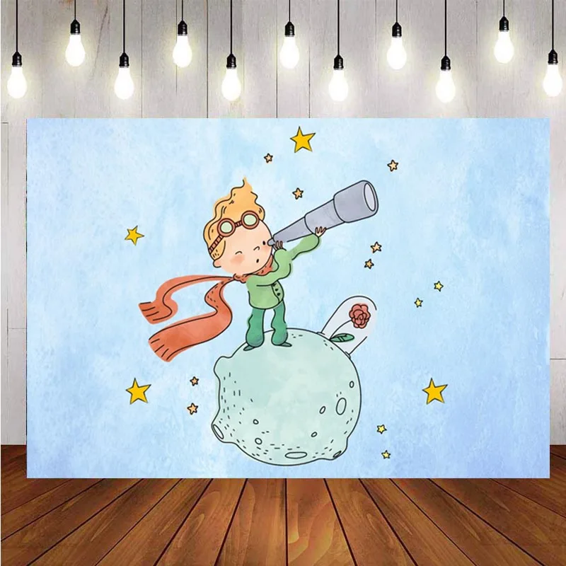 Little Prince fondale Universe Meteorite Boys Happy Birthday Party Photography Background Photo Studio Prop Decor Banner
