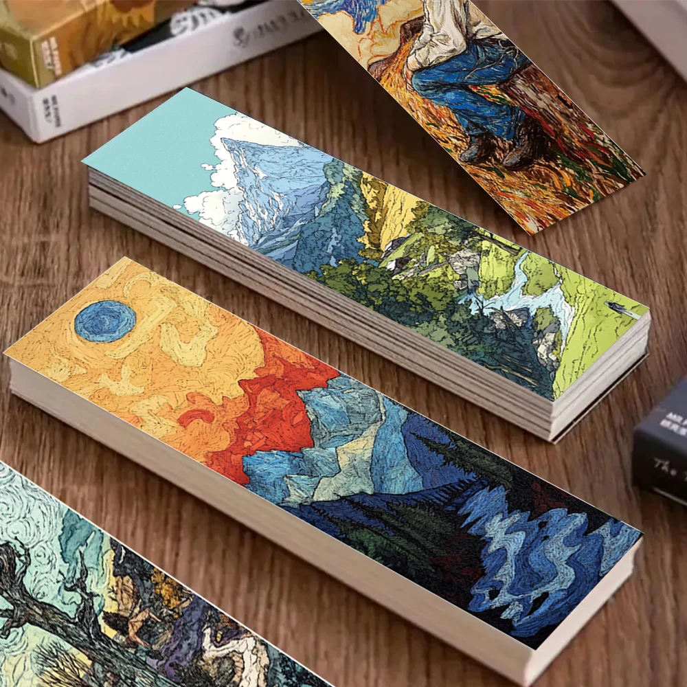 32 piezas, marcapáginas de paisaje de pintura al óleo de Van Gogh para profesores, lectores y amantes, regalos, fiestas, cumpleaños