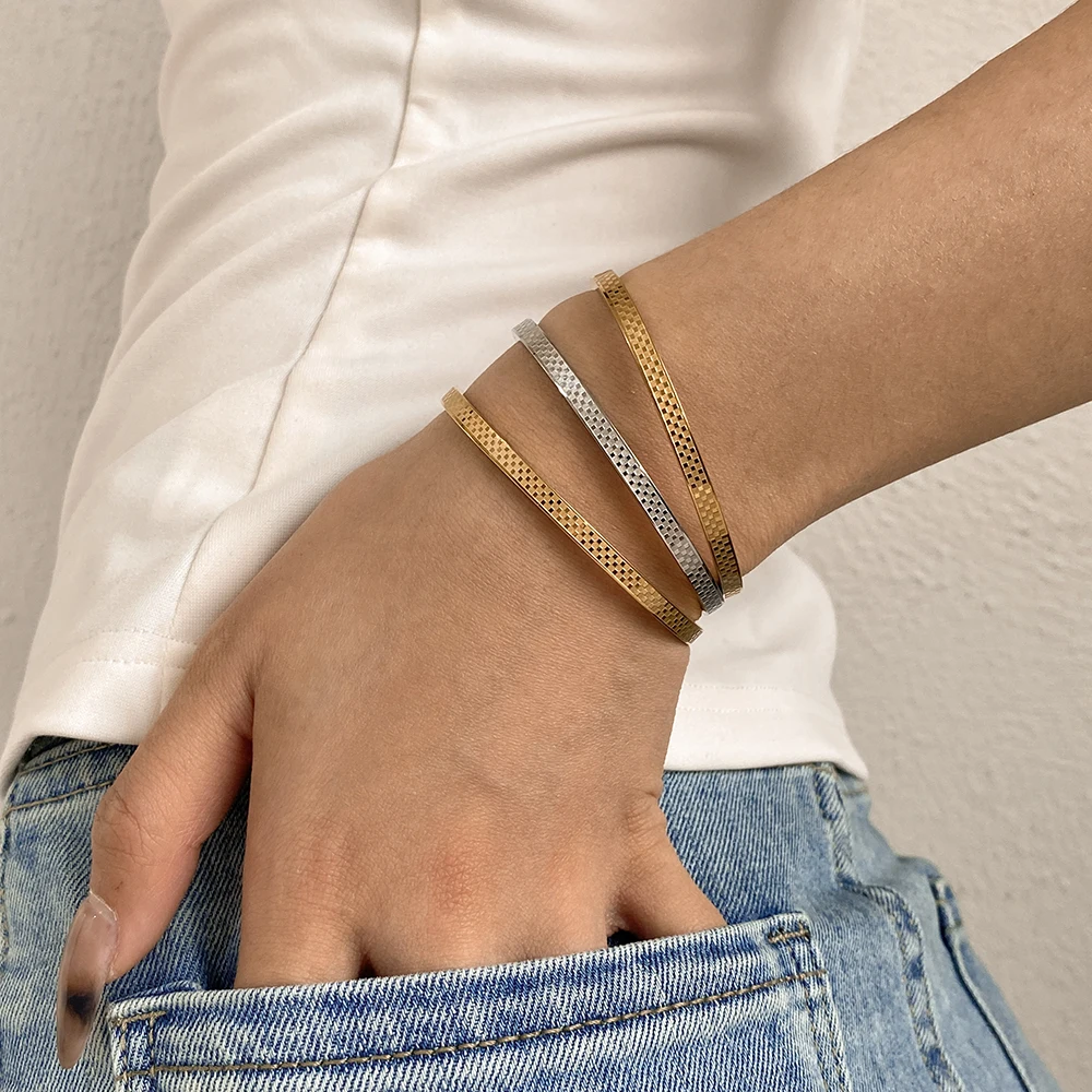 3Pcs/Set Minimalism Stainless Steel Round Spring Bangle Bracelet for Women Smooth Stackable Basic Bracelet Female Jewelry Gift