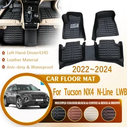 for Hyundai Tucson NX4 N-Line LWB 2022 2023 2024 LHD Car Leather Waterproof Foot Inner Liner Carpet Mats Custom Rug Accessories