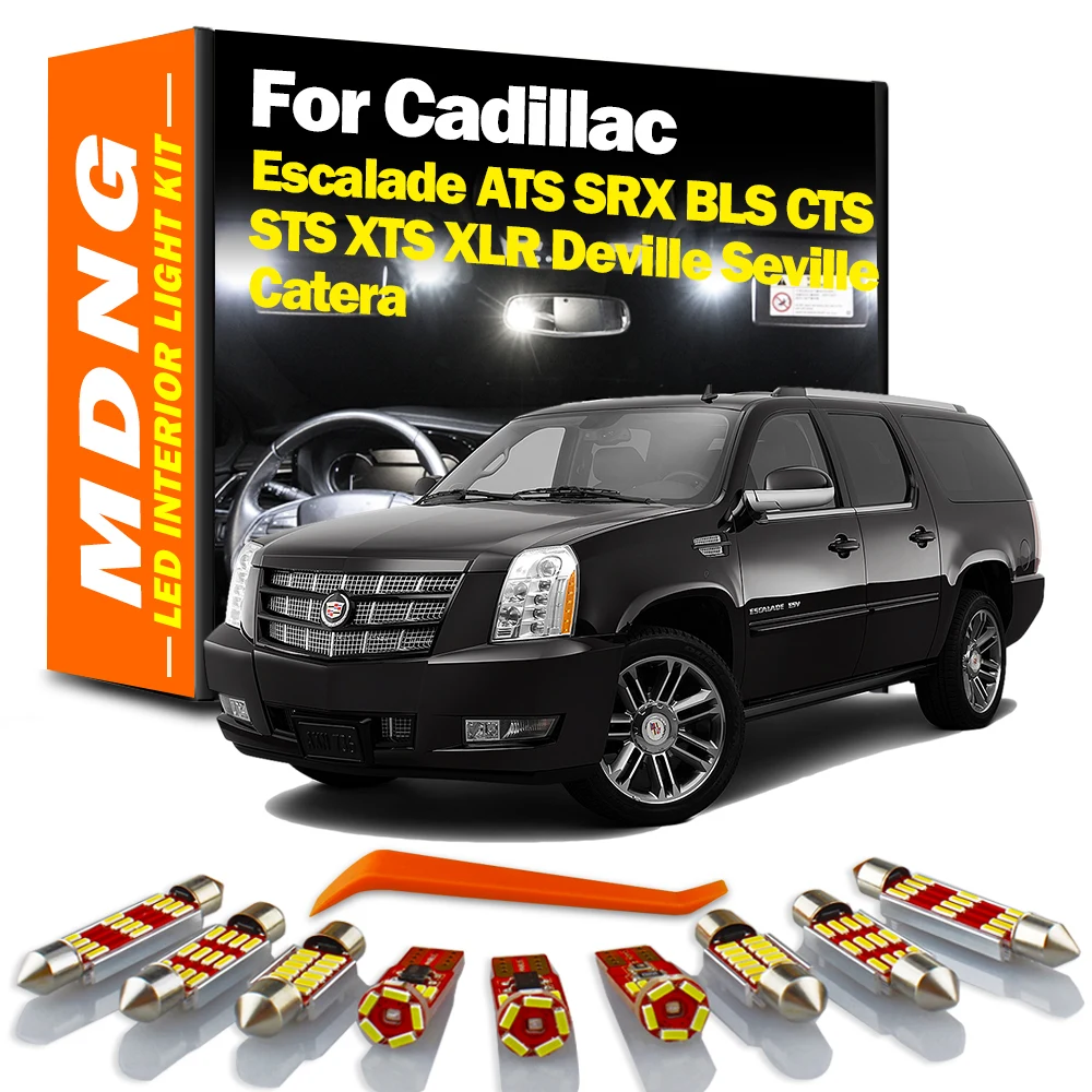 MDNG Canbus For Cadillac Escalade ATS SRX BLS STS CTS XTS XLR Seville Catera Deville Interior LED Light Kit Car Reading Bulbs