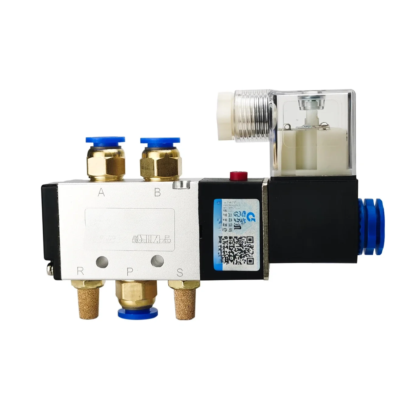 Électrovannes électriques à cylindre pneumatique 4V210-08, 5 voies, 2 positions, contrôle de l'air et du gaz, magnétique 12V 24V 220V, bobine Volt, tuyau