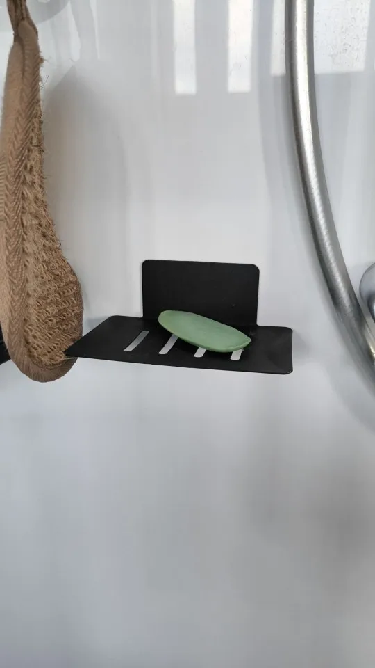 Carbon Steel Bathroom Shower Soap Tray Wall Mounted Drainage Soap Dish Box Holder Storage Rack Organizer photo review