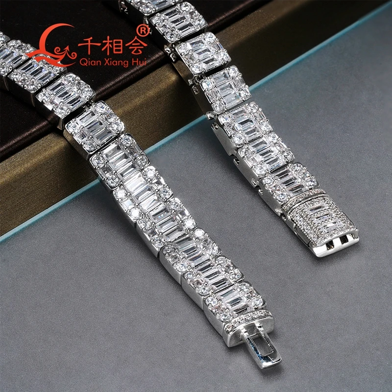 

Bracelet 10mm width emerald Silver 925 Cuban Link Iced Out Hip Hop D VVS Moissanite Link Chain Jewelry for Women Men Gifts