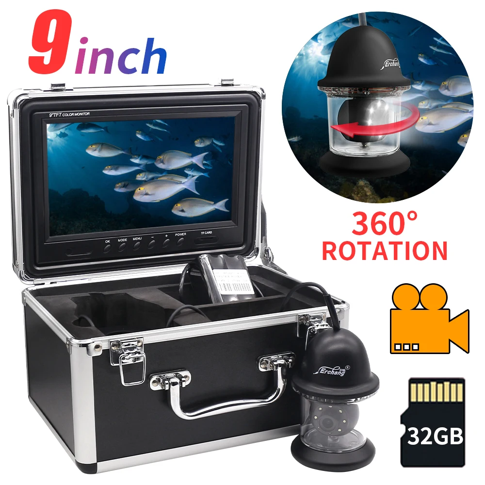 

Erchang 9" 360 Degrees Underwater Fishing Camera With Recording Fisherman Camera Winter Fishing