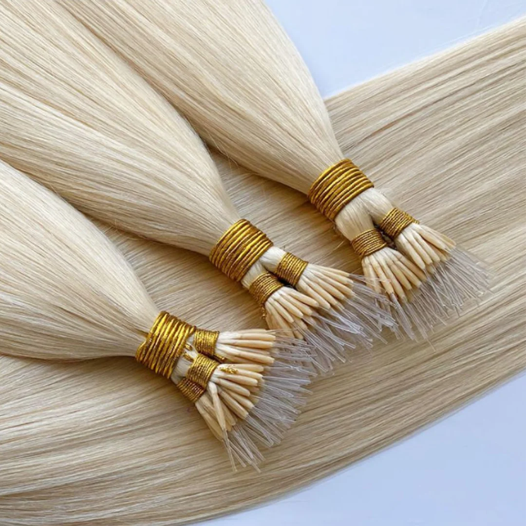 Plastic Nano-Ring Human Hair Extensions Remy European Human Hair Extensions, Cuticle-Aligned Hair, Natural Trimming Of Hair Ends