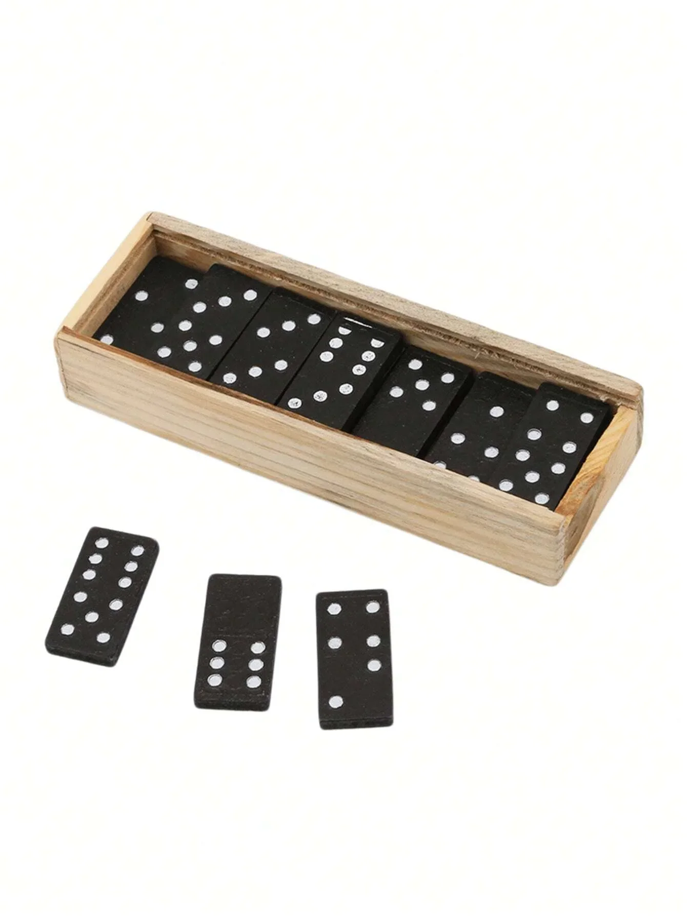 Boîte en bois Domino noir avec enseignement de jeu de société en bois Domino noir