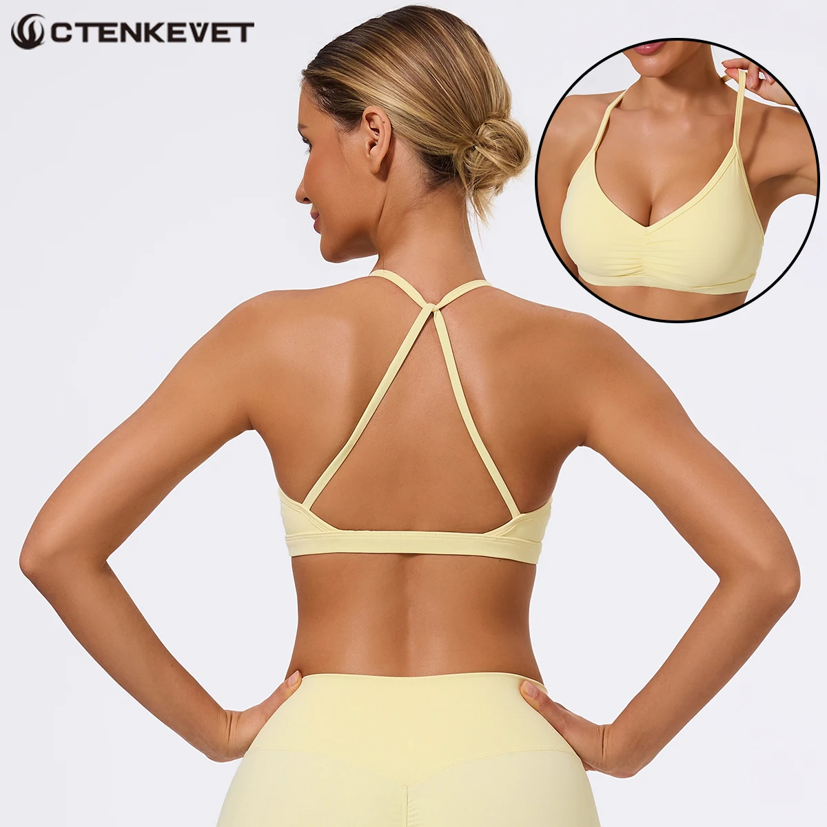

Ctenkevet Summer New Halter Women Sport Bra Female Gym Running Shockproof Underwear Beautiful Back Yoga Bra Woman Crop Top