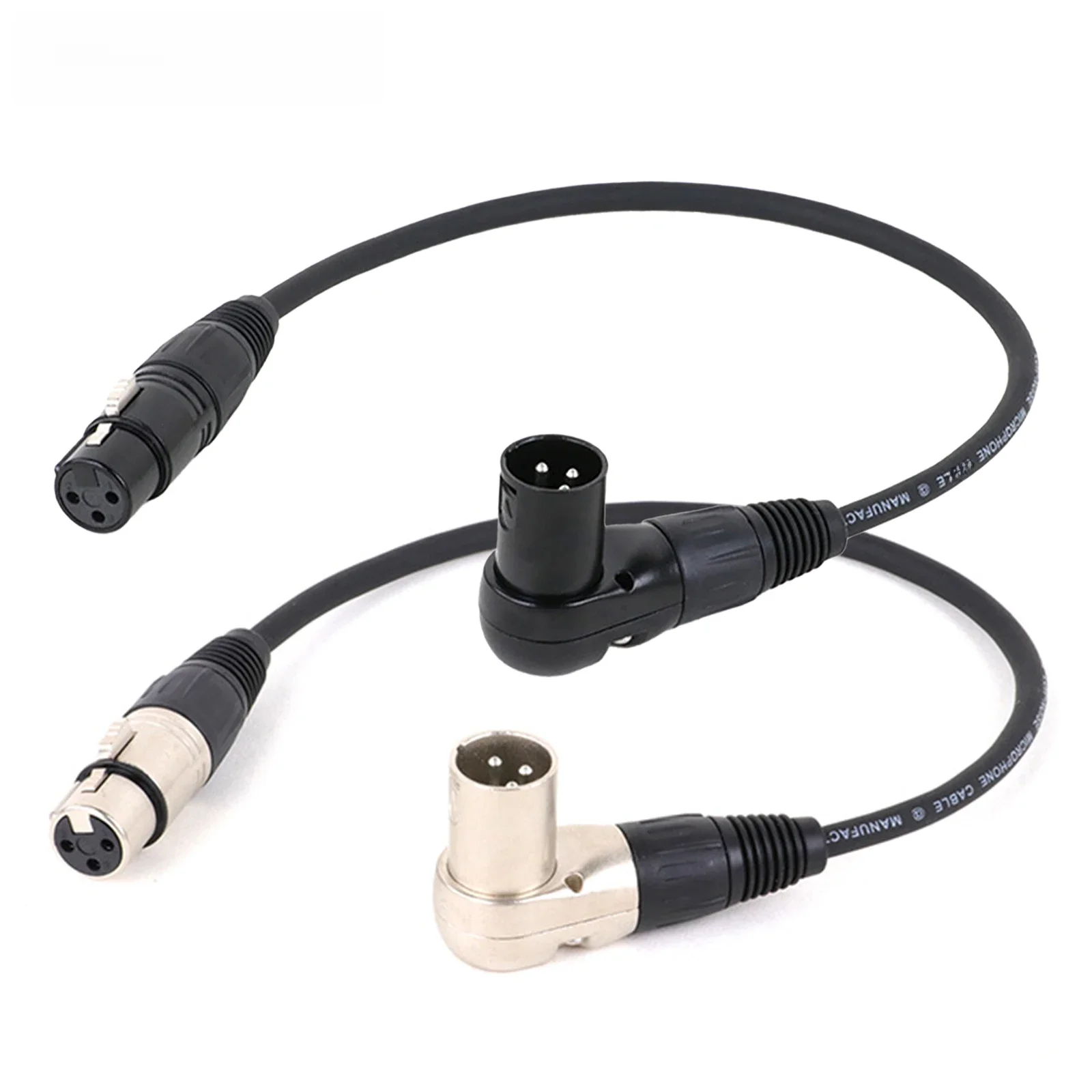 GuerGuo-Adaptateur de câble d'extension de microphone XLR, résistant à 90, XLR mâle vers XLR droit femelle, connecteur de micro à 3 broches, audio rette, 0.3-15m
