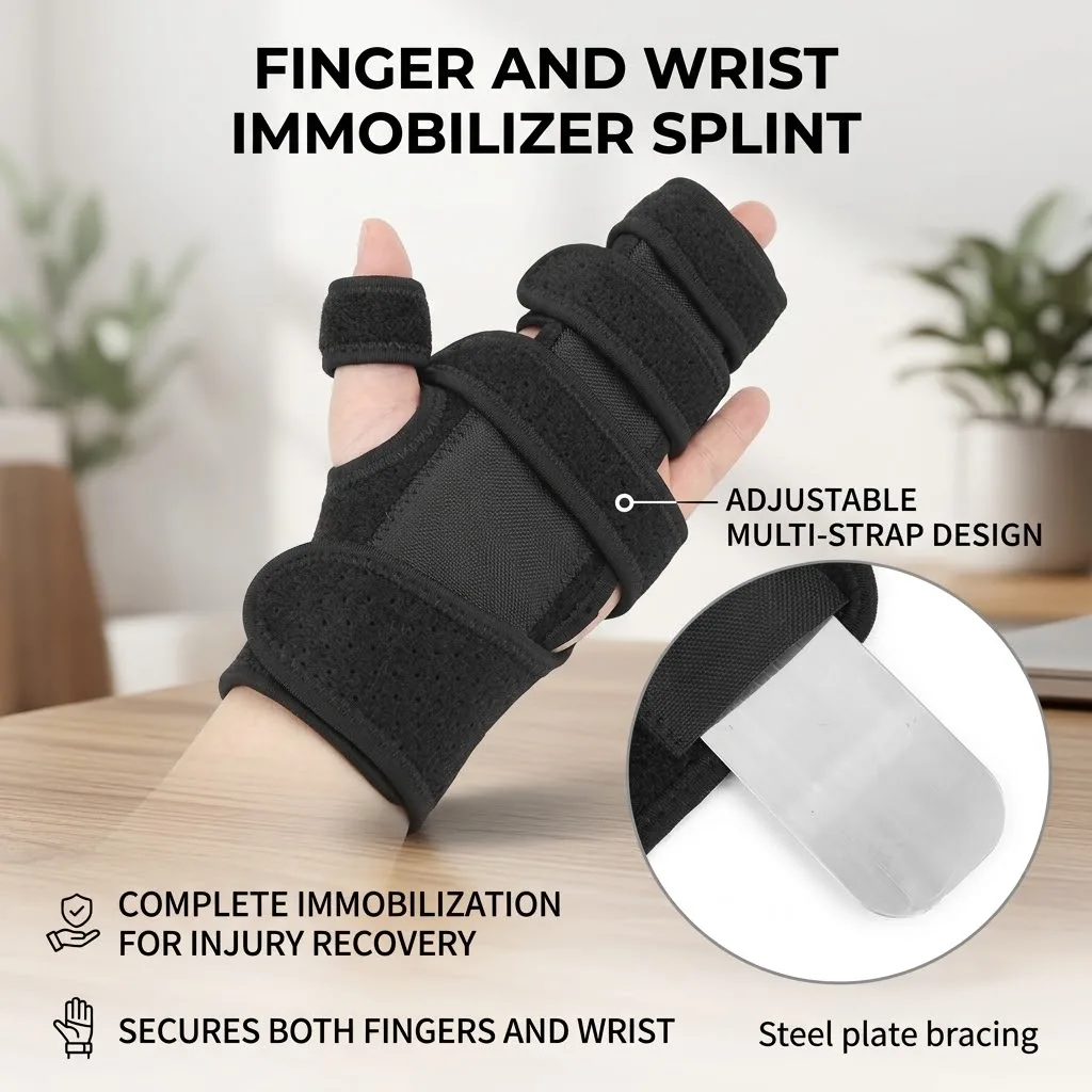 Adjustable Double Fingers Splint Locking Straightening Hand Wrist Support Brace Soft Stroke Night Support Knuckle Straightener