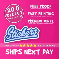Custom Stickers Vinyl 200pcs 3-10cm With Text Logo Image Paper Waterproof Personalised Round Rectangle Die Cut Square For Party
