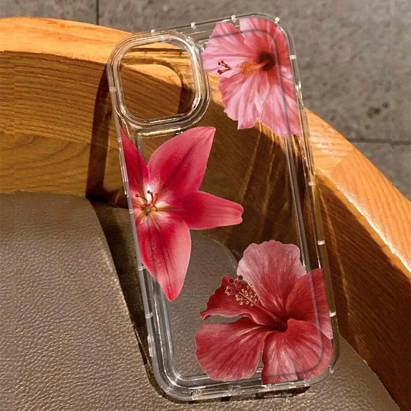 Coque de téléphone transparente en forme de fleur de lys, étui souple pour Samsung Galaxy A55 A54 A53 A52 A35 A33 A15 S25 S24 S23 S22 Ultra Plus FE