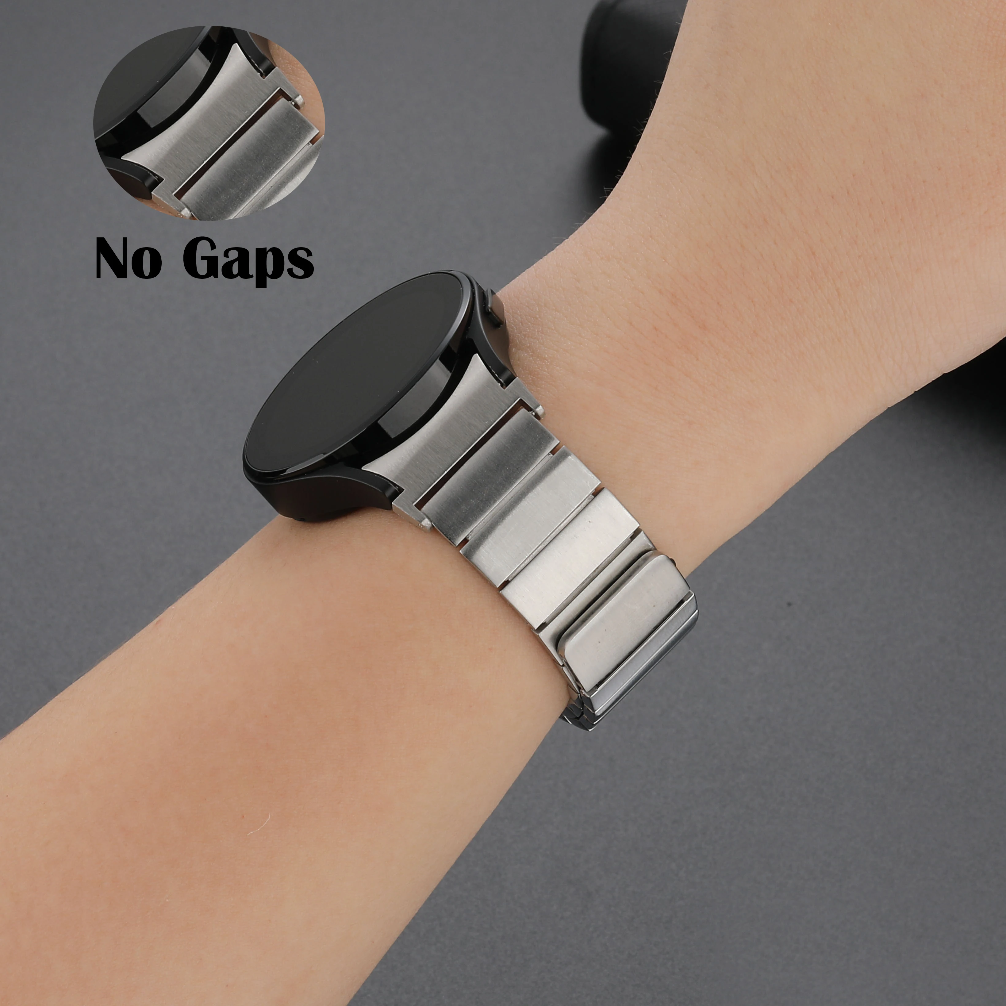 

No Gaps Magnetic Wrist Strap for Samsung Galaxy Watch 4 Classic 46mm 42mm/Watch4 44/40mm Band Curved End Metal Watchband