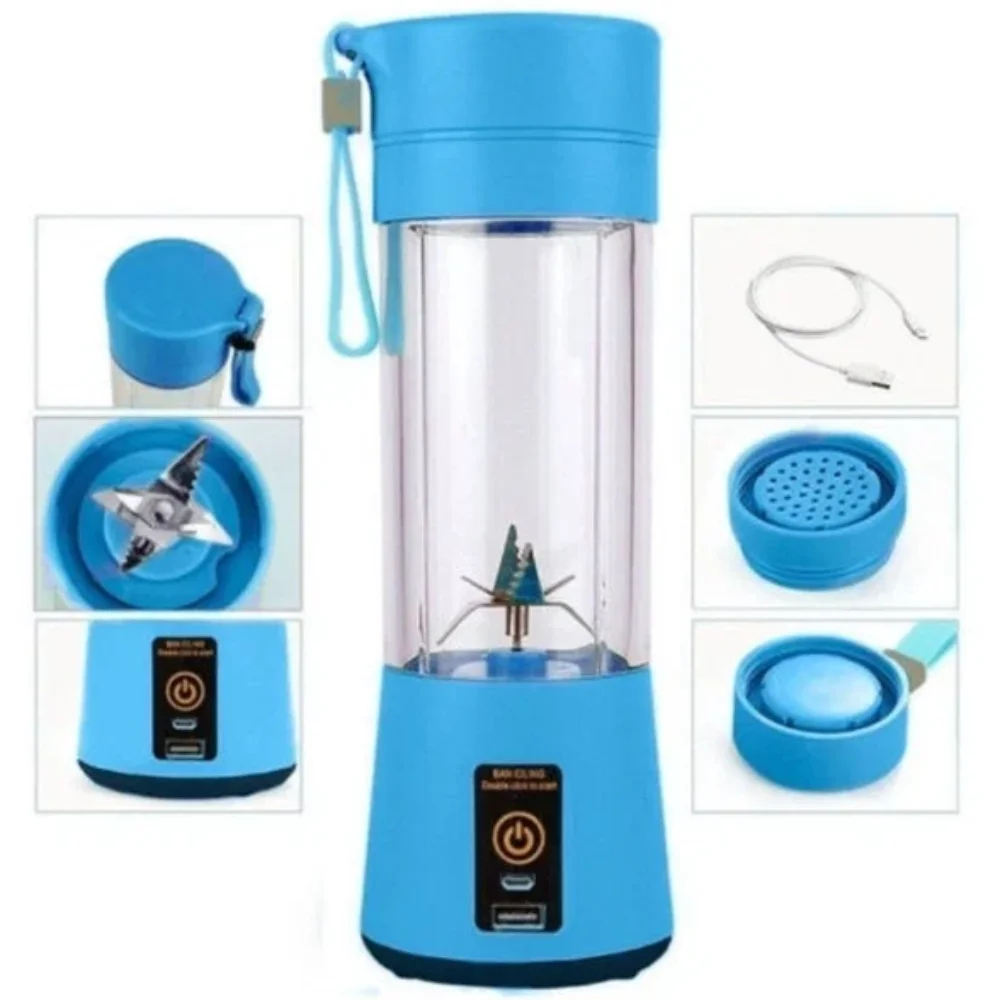 Mini Portable Blender Shake Take Juice Cup - 2 Blades, Rechargeable Battery, USB