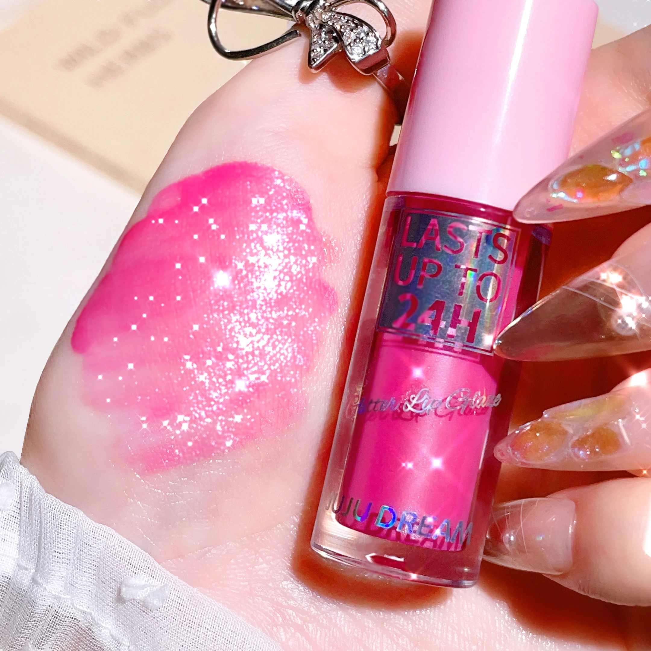 Shimmer Glitter Lip Gloss Waterproof Long‑wear Hydrating Lip Oil Plumping Glass Jelly Lips Soft Applicator Multi‑color Lip Tint Can Overlay Lipstick Daily Lip Makeup