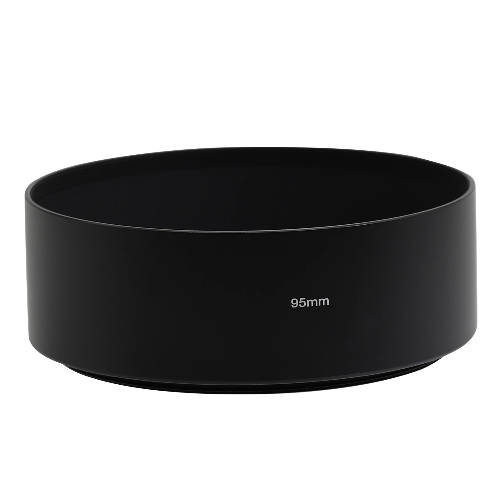 Pare-soleil cylindrique en métal noir et argenté de 95 mm à visser pour objectif téléobjectif long de reflex numérique et hybride