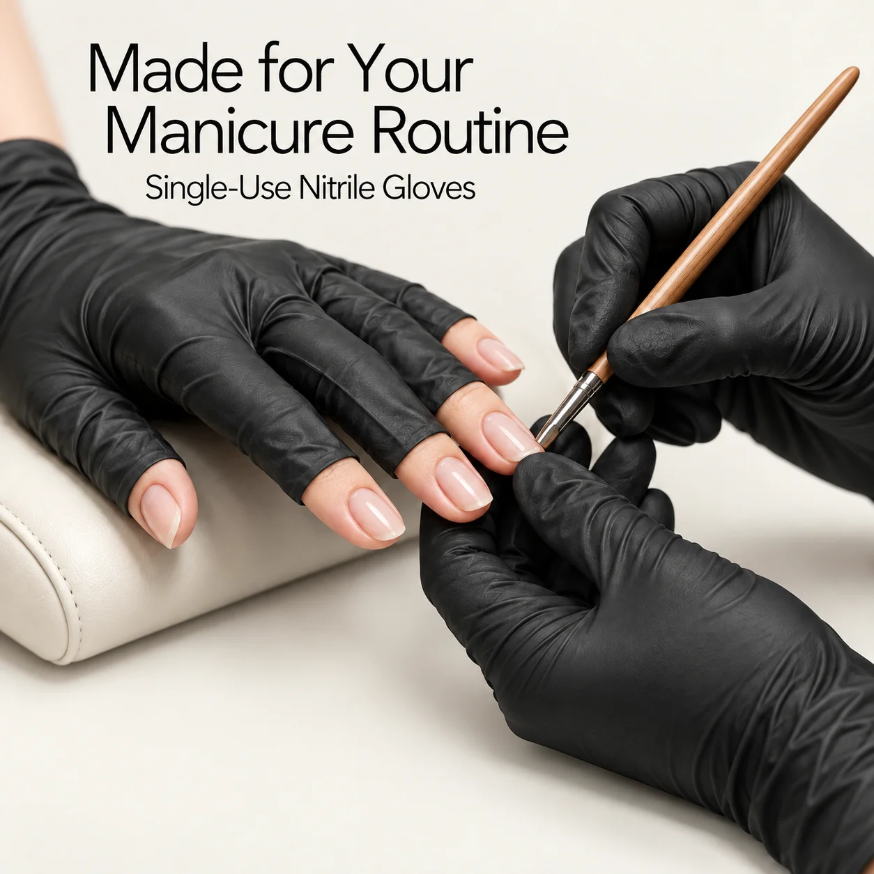 100 Pcs Disposable Nitrile Gloves for Manicure Prep And Nail Art Trim Tips for Nail Access with Masking Tape
