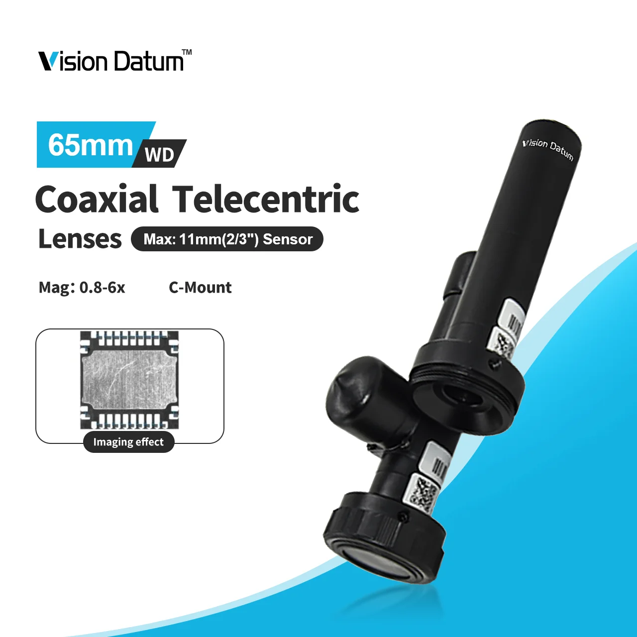 CLW-2/3" 65 mm 0.8X-6.0X Lente telecéntrica de inspección precisa con montura C para medición de tamaño OTO Vision Datum