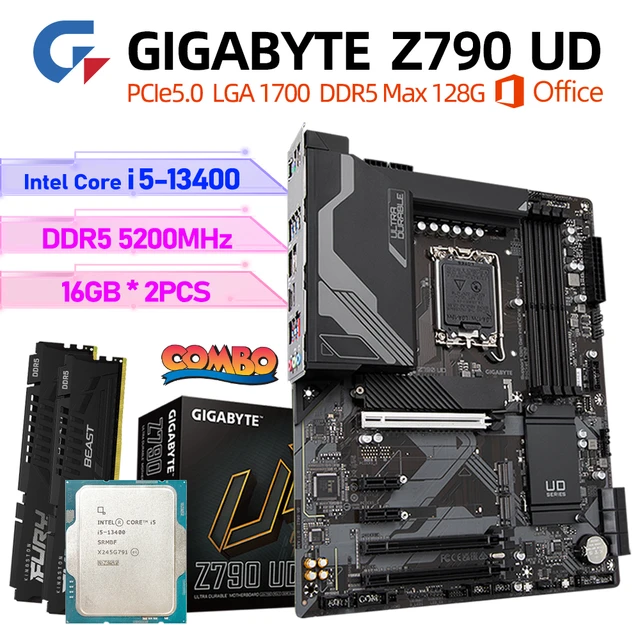 Gigabyte Z790 UD Motherboard DDR5 New Intel Z790 Set i5 13400 CPU Kit D5  5200MHz 16GB x2pcs Desktop Memoria Rams Combo PCIe 5.0 - AliExpress