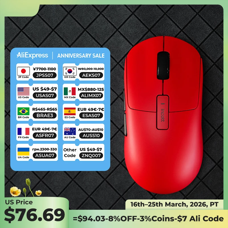Incott G23 Series PAW3950 Hot Swap 8Khz Gaming Mouse Wireless 2.4G+Wired 2 Mode Ergonomic Design Mouse For Gamers And Enthusiast