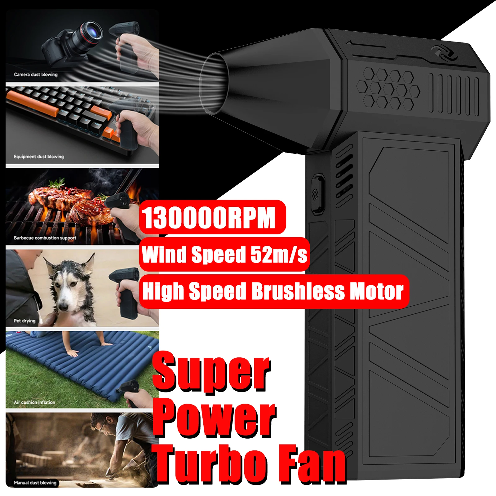 3nd Generation X3 Violent Blower Mini Turbo Jet Fan Handheld Brushless Motor 130,000 RPM Wind Speed 52m/s industrial Duct Fan