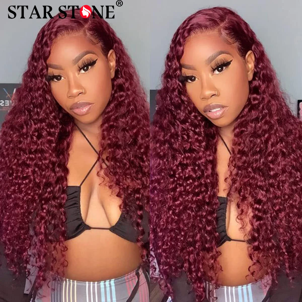 

180% Density 99j Burgundy Deep Wave 13x4 Lace Front Human Hair Wigs Red Colored Curly Wigs 28 30 Inch Frontal Wig Remy For Women