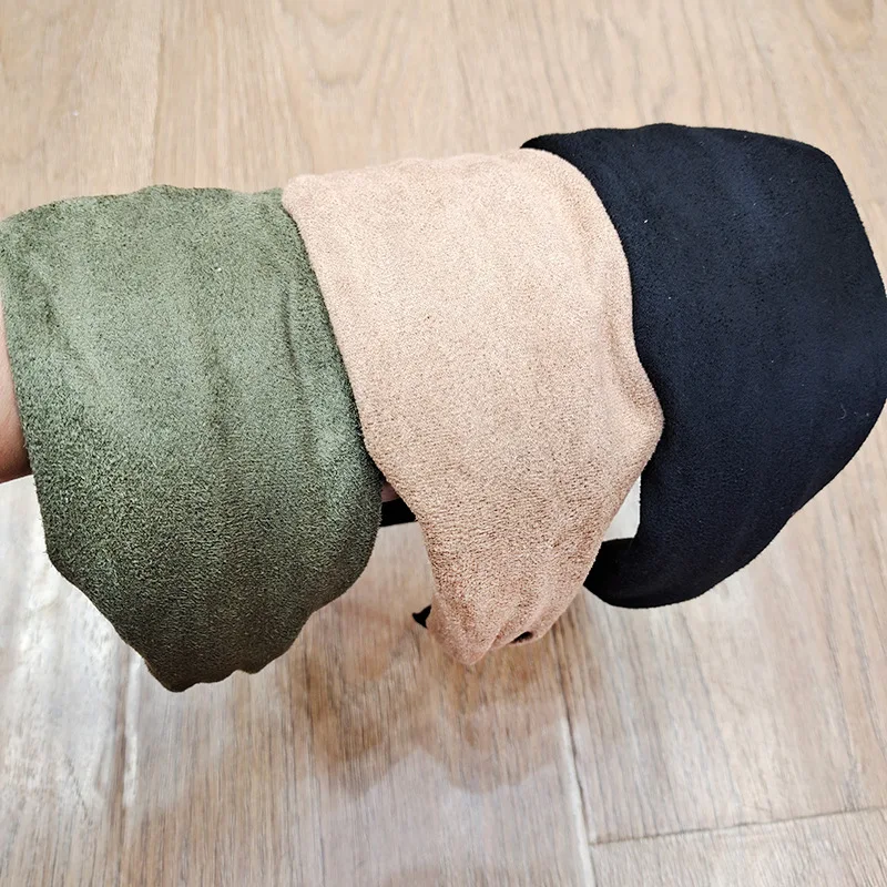 2023 Solid Suede Leather Wide Hair Band Women Headband Fashion Multi-color Large Wash Face Makeup Hair Accessories Hair Towel