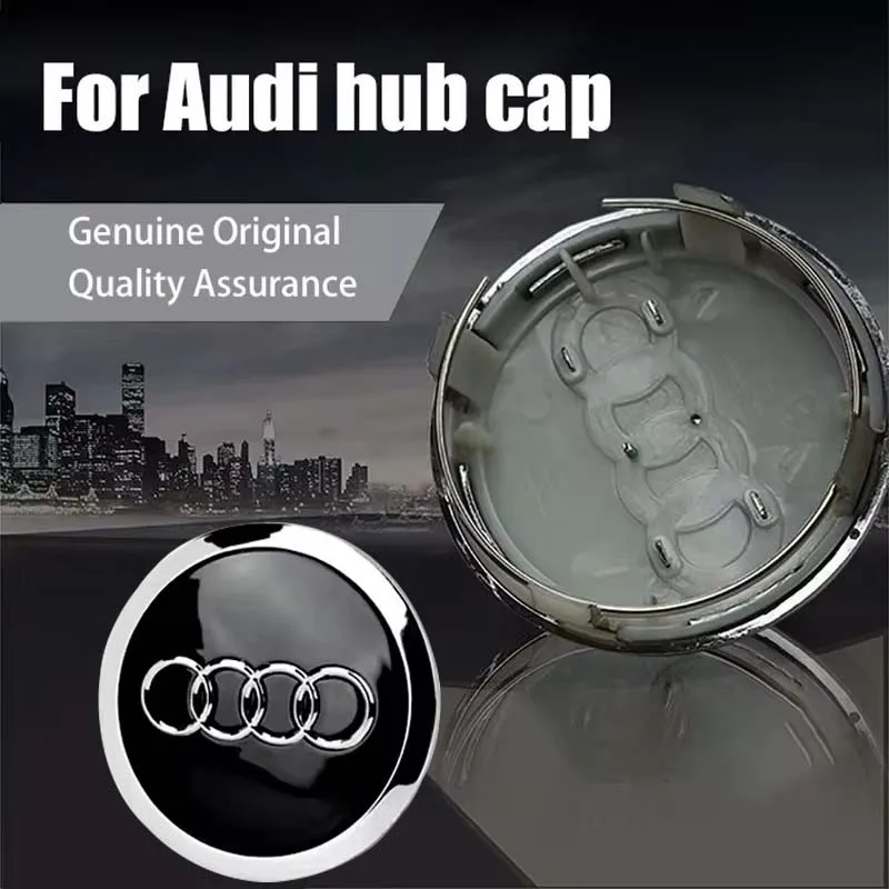 4pcs 77mm Car Wheel Hub Center Caps Auto Rim Covers For Audi Q7 4L0601170 Emblem Decoration Exterior Accessories