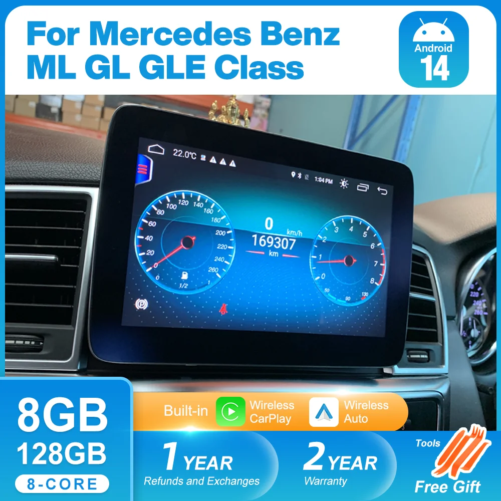 Android 14 Wireless CarPlay Screen For Mercedes Benz ML GL GLE Class W166 X166 GPS Android Auto Car Multimedia Player Radio Navi